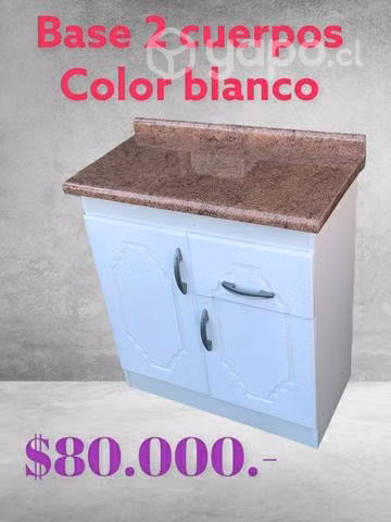 Mueble meson base 2 cuerpos blanco lacado - Imagen 3