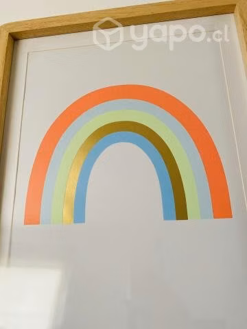 Cuadro infantil, unicornio y arcoíris