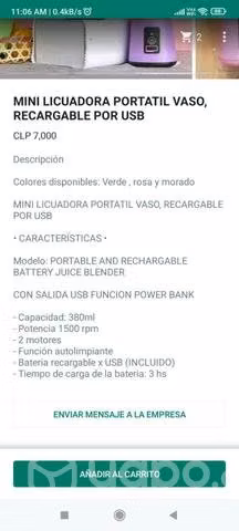 Mini Licuadora portátil vaso recargable con cable - Imagen 2