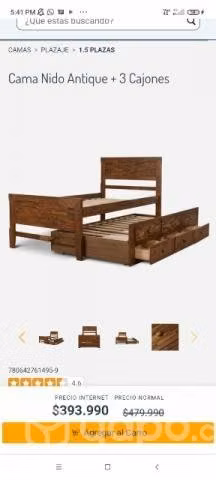 Cama Nido CIC Diseño Antique 1.5 plazas