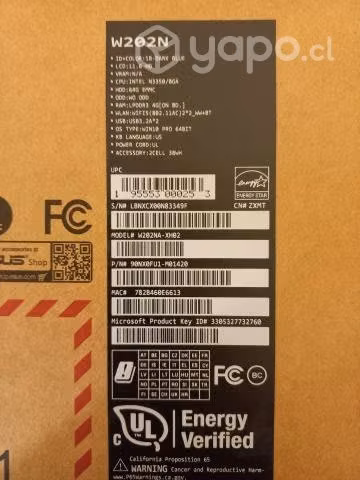 Notebook Asus Celeron 1.1GH/4GB Ram/ modelo W202NA - Imagen 6