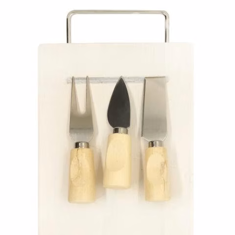 Tabla Aperitivo Quesos Madera Hevea 3 Herramientas