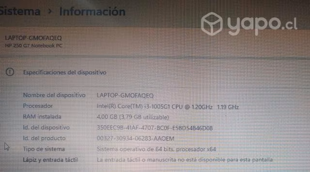 Notebook HP 250 G7, Intel Core i3, 4GB - Imagen 2