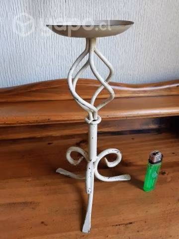 Porta vela de fierro forjado decapado 26 cm - Imagen 2
