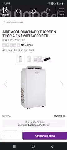 Aire acondicionado 4 en 1 Wifi Thorben 14000 BTU