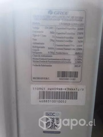 Aire Acondicionado GREE con certificación SEC