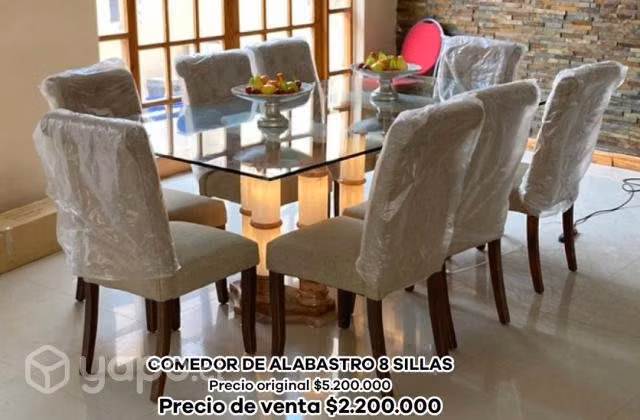 Comedor de alabastro, vidrio templado - Imagen 2