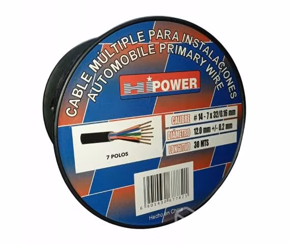 Cable Auto Maquina 7 Vías Numero 14 Rollo 30 Mts S