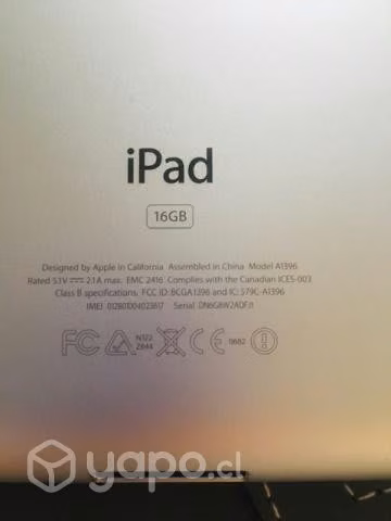 Ipad apple modelo a1396 año 2012