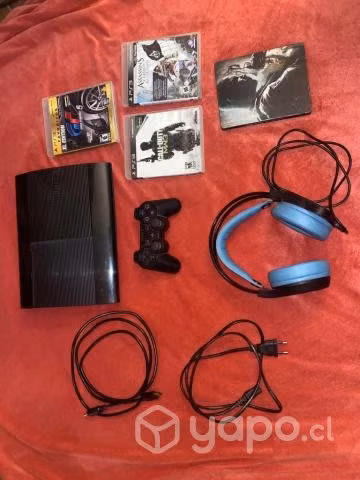 PlayStation3 slim ps3 control, juegos y audifonos