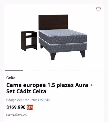 Cama 1 plaza 1/2