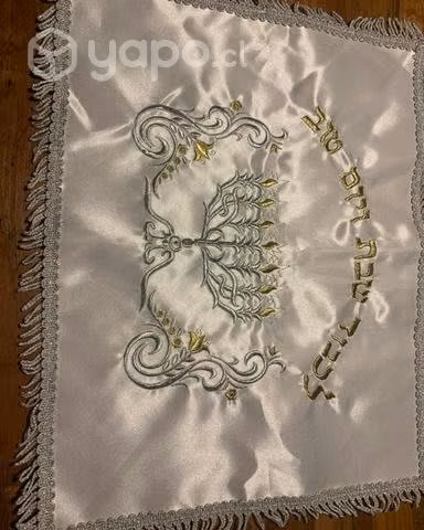 Mantel elegante liso con bordes plateados - Imagen 2