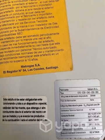 Estufa a gas natural usada