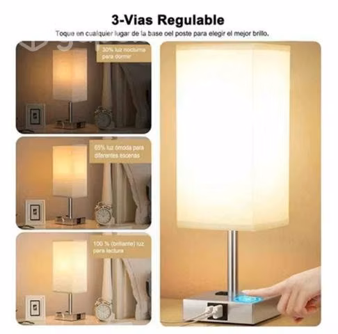 2 en 1 Lámpara táctil con Cargador USB y Tipo C