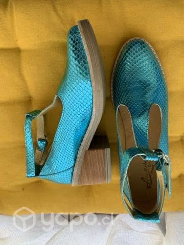 Zapatos casuales de cuero 37 Turquesa