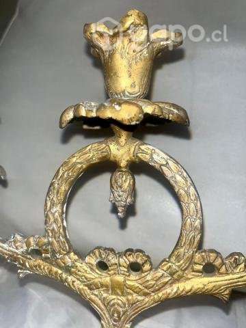 Antiguo Candelabro Bronce Macizo Tres Brazos - Imagen 5