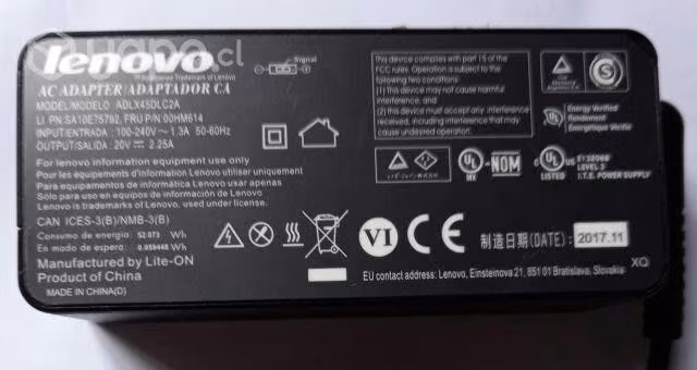 Cargador Original Lenovo Punta USB 20V-2,25A - Imagen 2