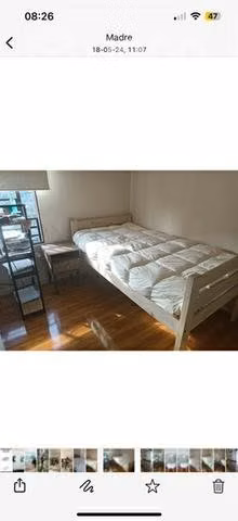 Cama individual con base madera (105 cm x 1 90Cm)
