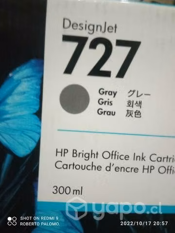 Tinta HP 727 gris original de 300ml