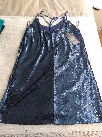 Vestido gala lentejuelas azul