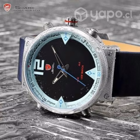 Reloj Shark de cuarzo analógico Digital LED negro