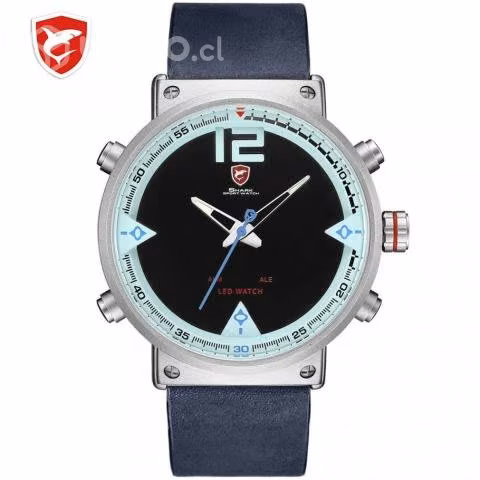 Reloj Shark de cuarzo analógico Digital LED negro