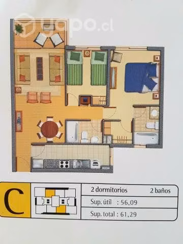 Vendo departamento 2D 2B