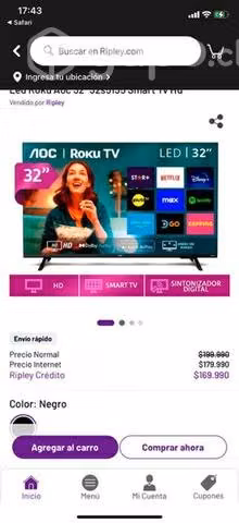 Televisor smart tv marca aoc