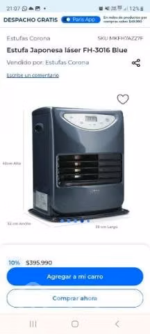 Estufa parafina Corona Láser Fh-3016 Blue