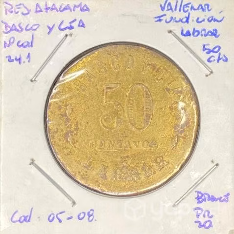 Ficha Minera Labrar Tomás Marambio 50 Cts Bronce