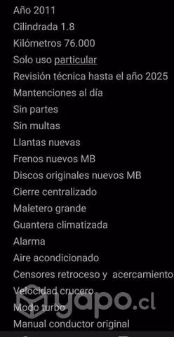 Vehículo Mercedes Benz 2011 impecable