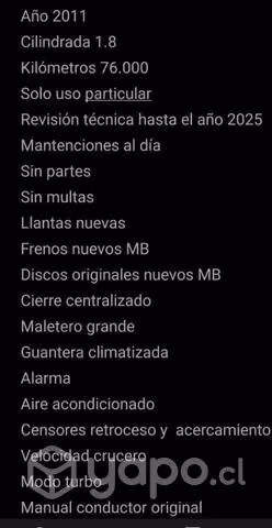 Vehículo Mercedes Benz 2011 impecable