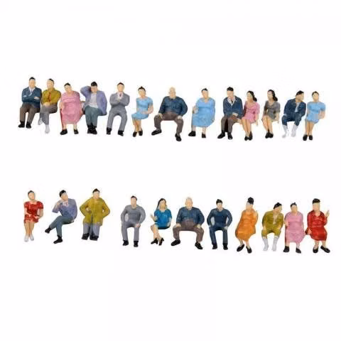 Figuras Sentadas (10) Diorama Maqueta Tren, 1/87