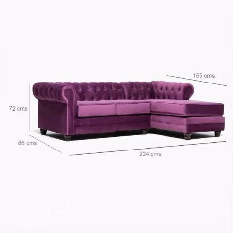 Sofá Seccional Izquier Velvet Capitone Barra Desig - Imagen 2