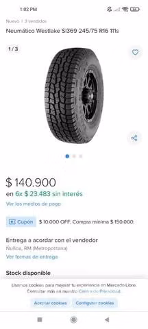Neumaticos 245/75R16 nuevos Westlake