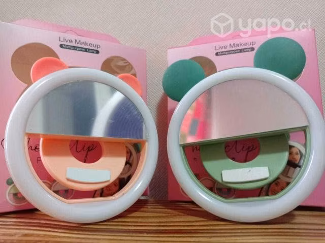 Aro de luz led para celular con espejo y orejitas