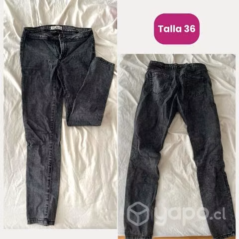 Blusa con encaje y jean gris - Imagen 2