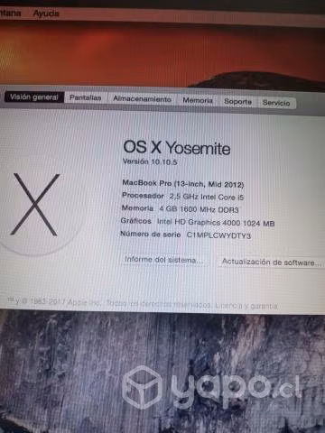 Macbook Pro Core I5 2012