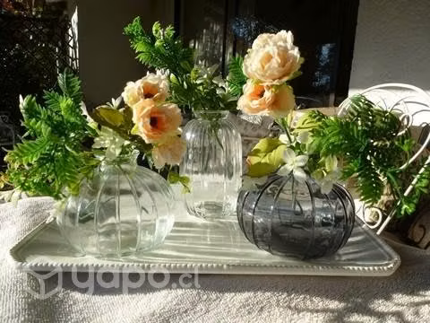 Set Floreros con Bandeja y Flores - Imagen 4