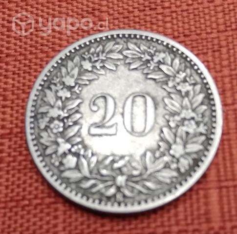 Moneda suiza antigua 1884 - Imagen 2