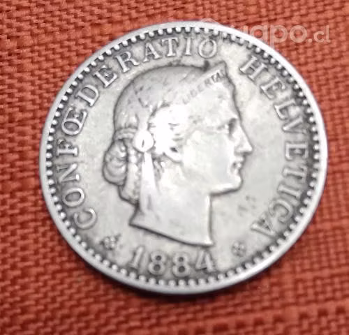 Moneda suiza antigua 1884