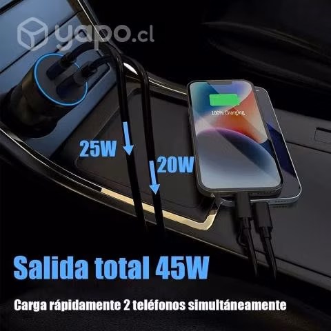 CARGADOR PARA AUTO USB - TIPO C - incluye Salida T