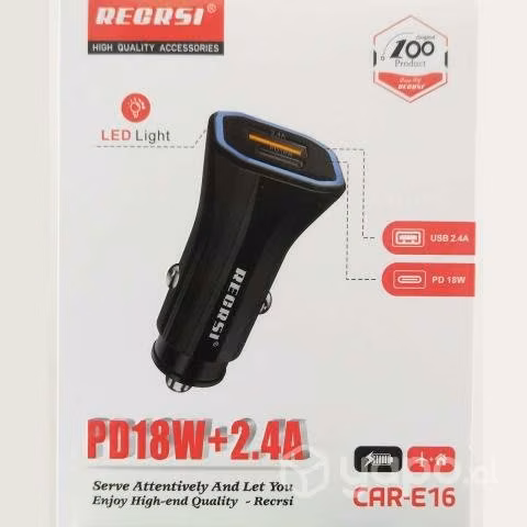 CARGADOR PARA AUTO USB - TIPO C - incluye Salida T