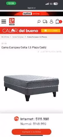 Cama plaza 1.5 Celta
