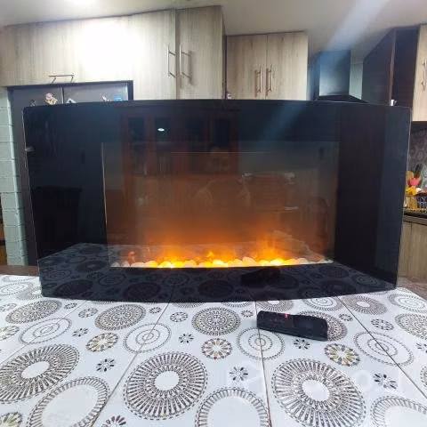 Chimenea electrica piedras blancas