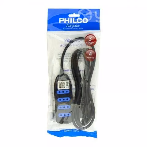 Alargador Electrico 3 Metros, 4 Entradas PHILCO CE