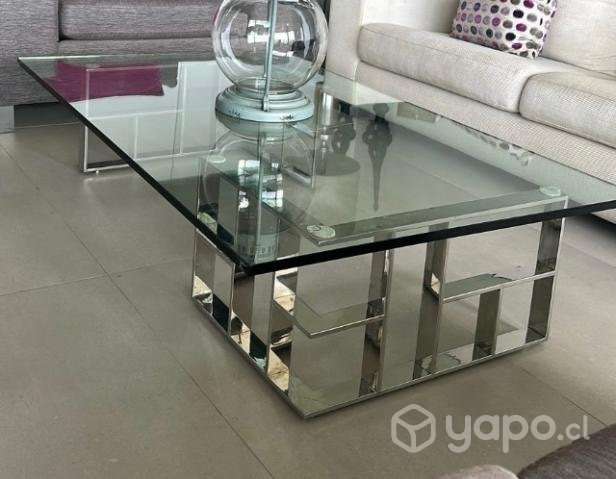 Mesa de centro de vidrio con base de aluminio. - Imagen 2