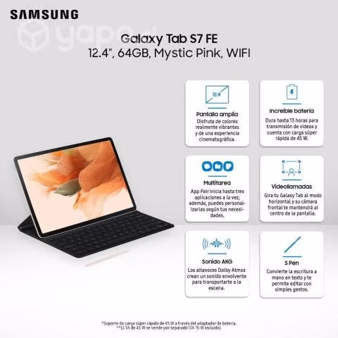 Tablet samsung s7 fe 64gb pink - Imagen 5