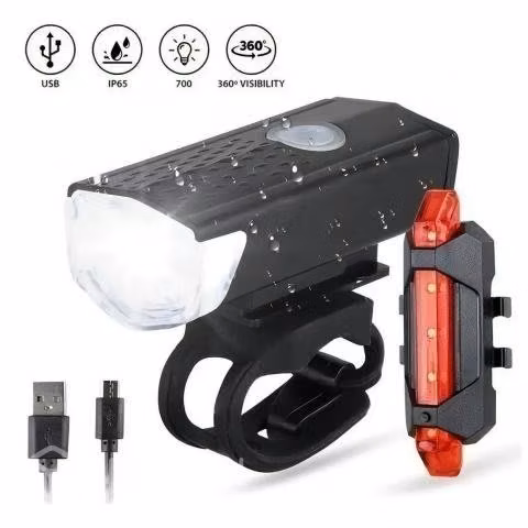 Pack Luz Bicicleta Delantera Y Trasera Recargable