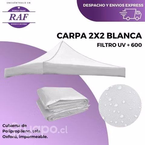 Carpa 2x2 blanca con fitro uv